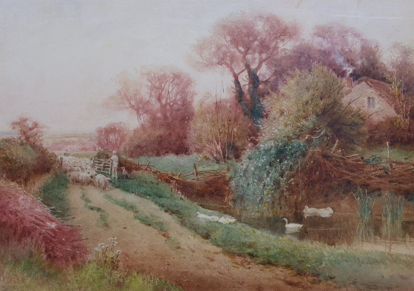 Henry John Sylvester Stannard (19870-1951), two watercolours, 'Changing Pastures' and 'Going to Market', initialled, 27 x 38cm and 24 x 34cm